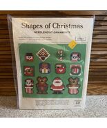 Studio 12 Shapes of Christmas Needlepoint Ornaments #2554 Vintage 1983 USA - $260.33 MXN