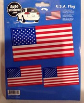Auto Stickers - U.S.A Flag - Set Of 3 Flags NEW In Pkg - Show Your Colors! - £2.65 GBP