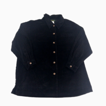 Harve Benard Corduroy Shacket Womens 16W Black Long Sleeve Button Up Jacket - £19.57 GBP