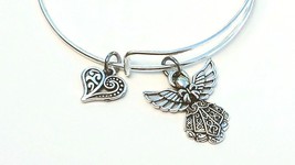 Guardian Angel Charm Bracelet Heart Jewelry Fashion Handmade - £11.38 GBP