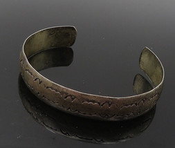 925 Sterling Silver - Vintage Antique Dark Tone Etched Cuff Bracelet - BT4099 - £58.14 GBP