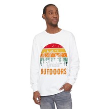 Retro outdoors unisex garment dyed long sleeve t shirt great outdoors print thumb200