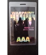 WARPAINT / FACIAL - &quot;HEADS UP 2016 TOUR&quot; LAMINATE BACKSTAGE PASS - $45.00