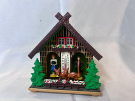 Vtg Bambi Chalet Weather House Thermometer Novelty Turning Man &amp; Woman - £23.67 GBP