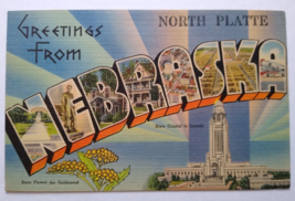 Greetings From North Platte Nebraska Postcard Large Big Letter Tichnor Vintage - £57.75 GBP
