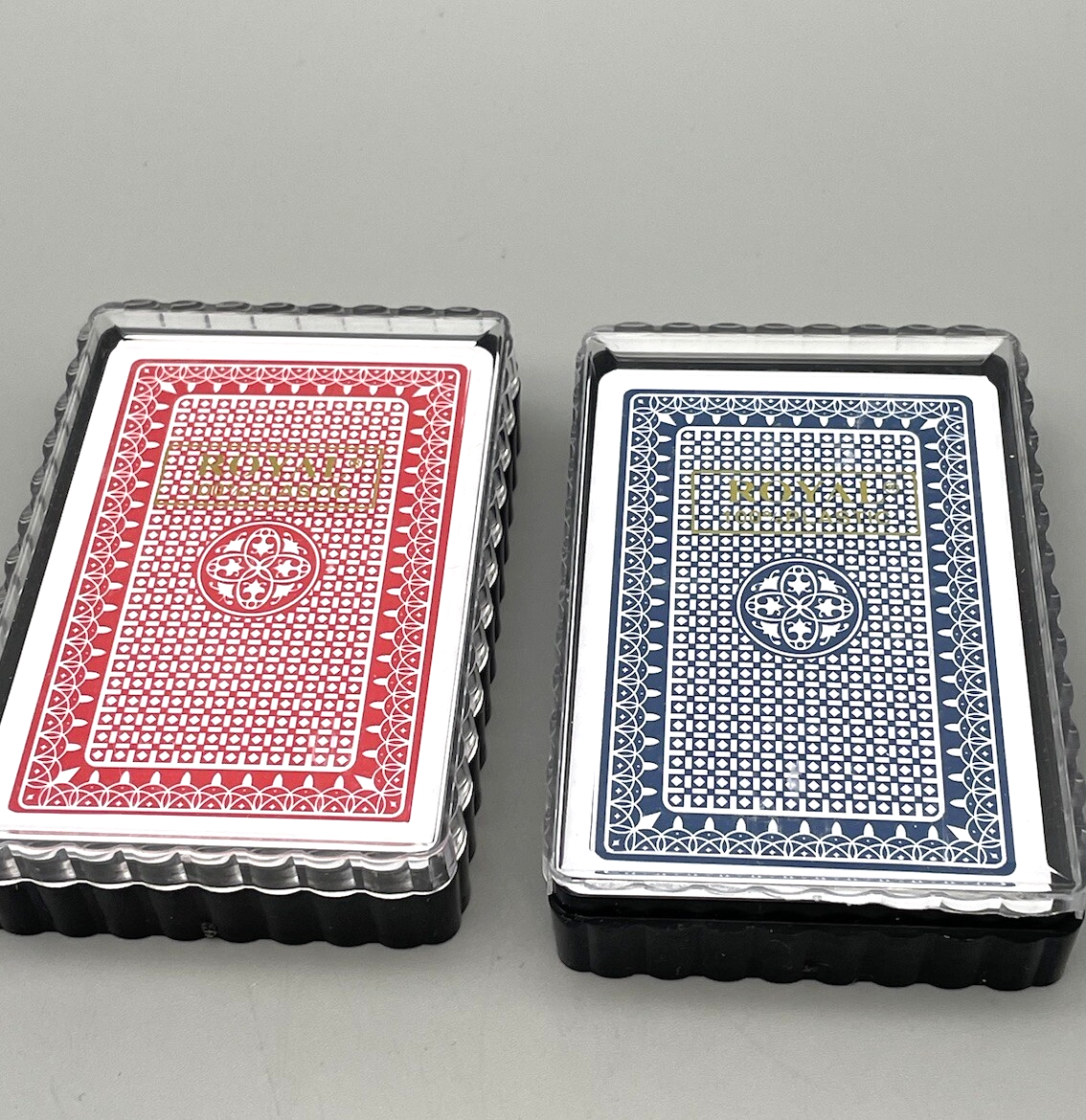 Vintage Royal Plastic Playing Cards Set of 2 Decks Washable Blue Red Complete Item image 4