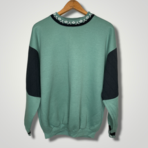 Vintage 1990s Color Block Green Black Pullover Sweatshirt Top Nordic Apr... - £34.23 GBP