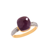 Pomellato Ring Purple Amethyst With Mossanite Gemstone 925 Sterling Silv... - $99.00