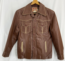 Vintage Pioneer Wear Men’s Brown Genuine Leather Jacket Size 42 Western ... - £87.32 GBP
