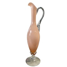 Mid Century Handcrafted Italian Empoli Pink Art Glass Opaline Pitcher - £111.44 GBP