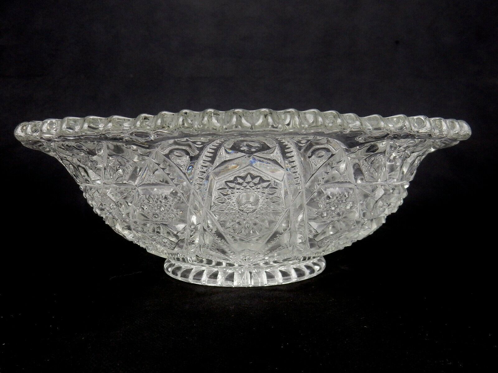 EAPG Clear Glass Decorative 10" Serving Bowl with Sawtooth Edging Vintage 1900's Item image 6