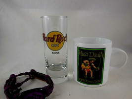 Hard Rock Cafe KONA Shot Glass 4&quot; + Hula Kona Daddy coffee espresso + br... - £16.65 GBP