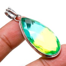 Multi Color Tourmaline Pear Shape Gemstone Ethnic Pendant Jewelry 2.20&quot; SA 8690 - £4.71 GBP