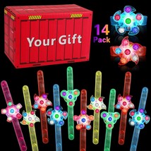 14 Pack LED Light Up Fidget Spinner Bracelets Party Favors for Kids 4 8 ... - £18.24 GBP