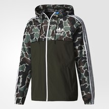 New Adidas Camo Rev Windbreaker Camouflage Jacket Multicolor Hoodie BS4907  - £102.25 GBP
