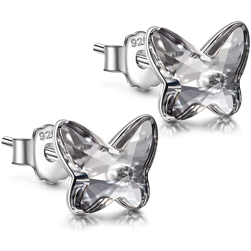 Rainbow Butterfly Stud Earrings Exquisite Austrian Crystals Earrings Jewelry Mot - £10.96 GBP