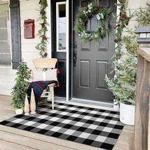 Buffalo Plaid Rug 3&#39; x 5&#39; Buffalo Check Rug Cotton Black and White Washable Chec - £31.97 GBP