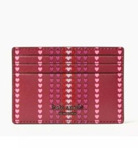 Kate Spade Small Slim Card Holder Cameron Heart Stripe Cranberry Cocktail $59 - £26.23 GBP