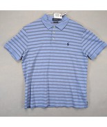 Polo Ralph Lauren Men&#39;s L Blue Striped Polo Shirt Navy Pony Logo Custom ... - $22.00