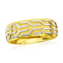 Stainless Steel, Gold &amp; Silver Designed Ring - £17.55 GBP