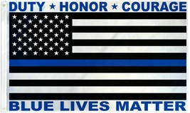 3X5 Usa Police Thin Blue Line Duty Honor Courage Blue Lives Matter 100D 911 - £15.92 GBP