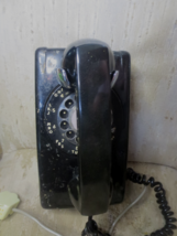 Vintage ITT Black Rotary Dial Wall Mount Telephone with G1 handset - $49.38