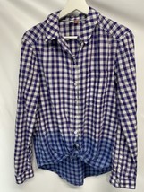 Anthropologie Pilcro Button Front Long Sleeve Blouse Shirt Top Checkered M - $29.67