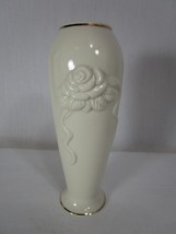 Lenox Embossed Rose Bud Flower Vase 5.75&quot; Porcelain 24k Gold Trim - $5.93