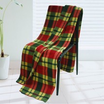 [Trendy Plaids - Red/Green/Yellow] Soft Coral Fleece Throw Blanket (71 by 79 inc - £18.66 GBP