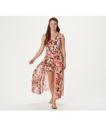 Du Jour Sleeveless Printed Romper w Skirt Overlay Coral 000 - $13.07 CAD