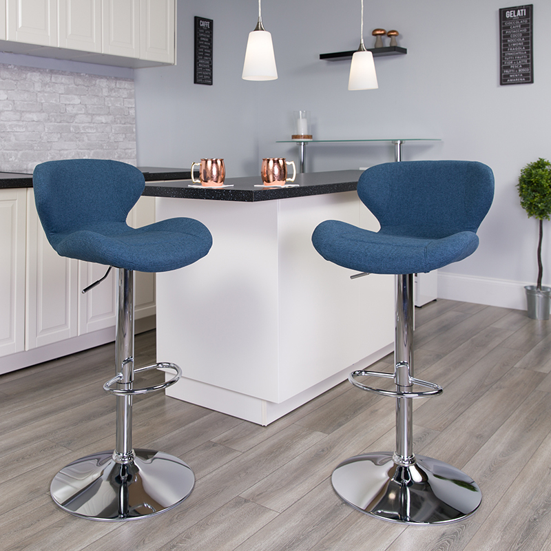 Blue Fabric Barstool CH-321-BLFAB-GG