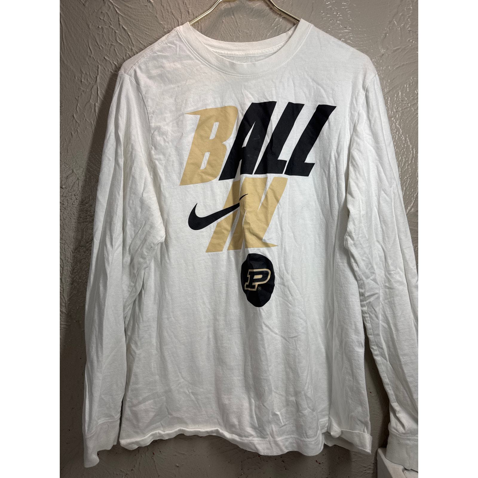 Nike Men's Purdue Long Sleeve Crew Neck White T-Shirt NCAA College Sports Size L Item image 2