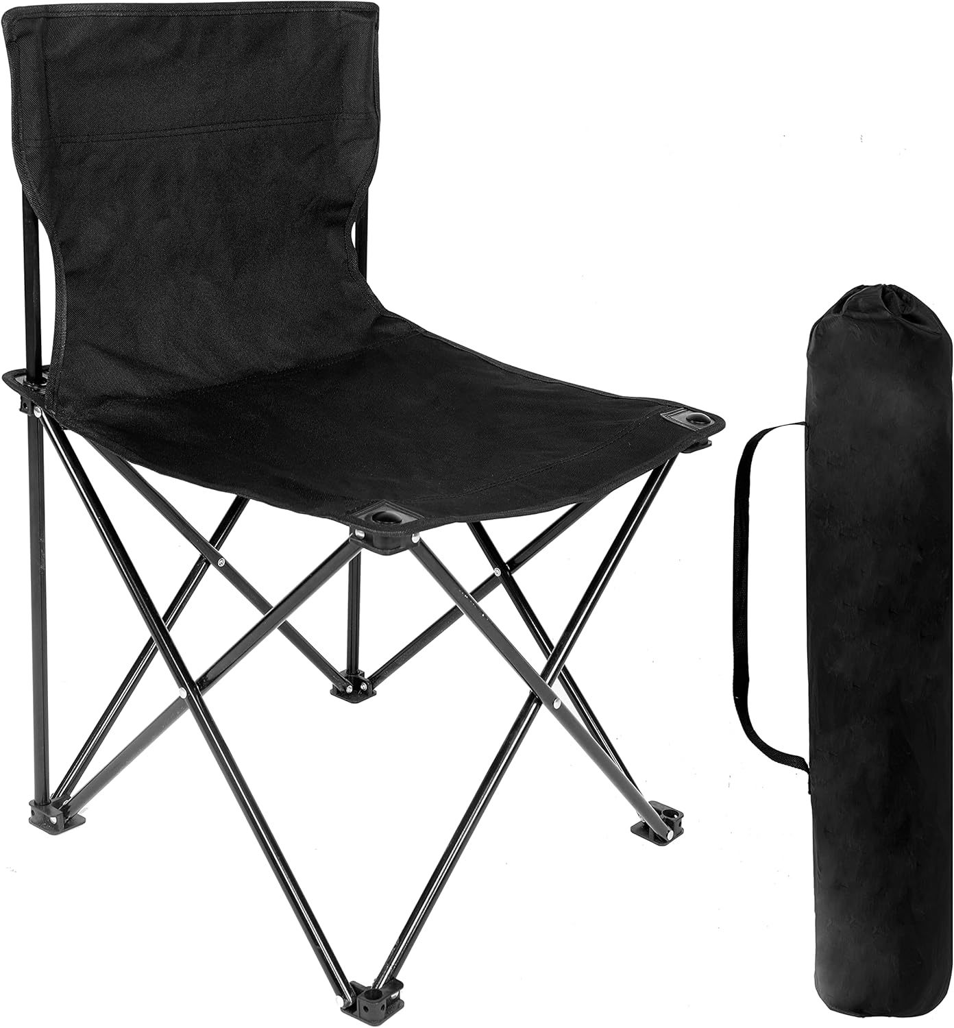 Black, Large Portable Folding Camping Chair For Adults With Carry Bag,, ... - $37.96