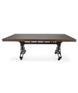 Longeron Industrial Dining Table - Adjustable Height - Casters - Walnut Top - £4,297.27 GBP