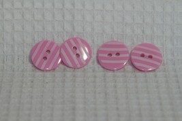 Novelty Buttons (New) 5/8" (4) Light Pink Stripe #111 - $4.14