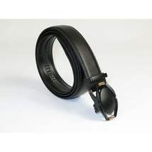 Mens VALENTINI Leather Belt Automatic Adjustable Removable Buckle RT008 Black image 4