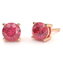 Pink Tourmaline 5mm Round Stud Earrings in 10k Rose Gold - £216.35 GBP