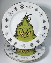 3 Dinner Plates 10.5” Snowflakes With Gold Rim The Grinch Christmas New - $44.50