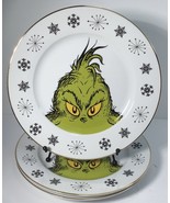 3 Dinner Plates 10.5” Snowflakes With Gold Rim The Grinch Christmas New - $44.50
