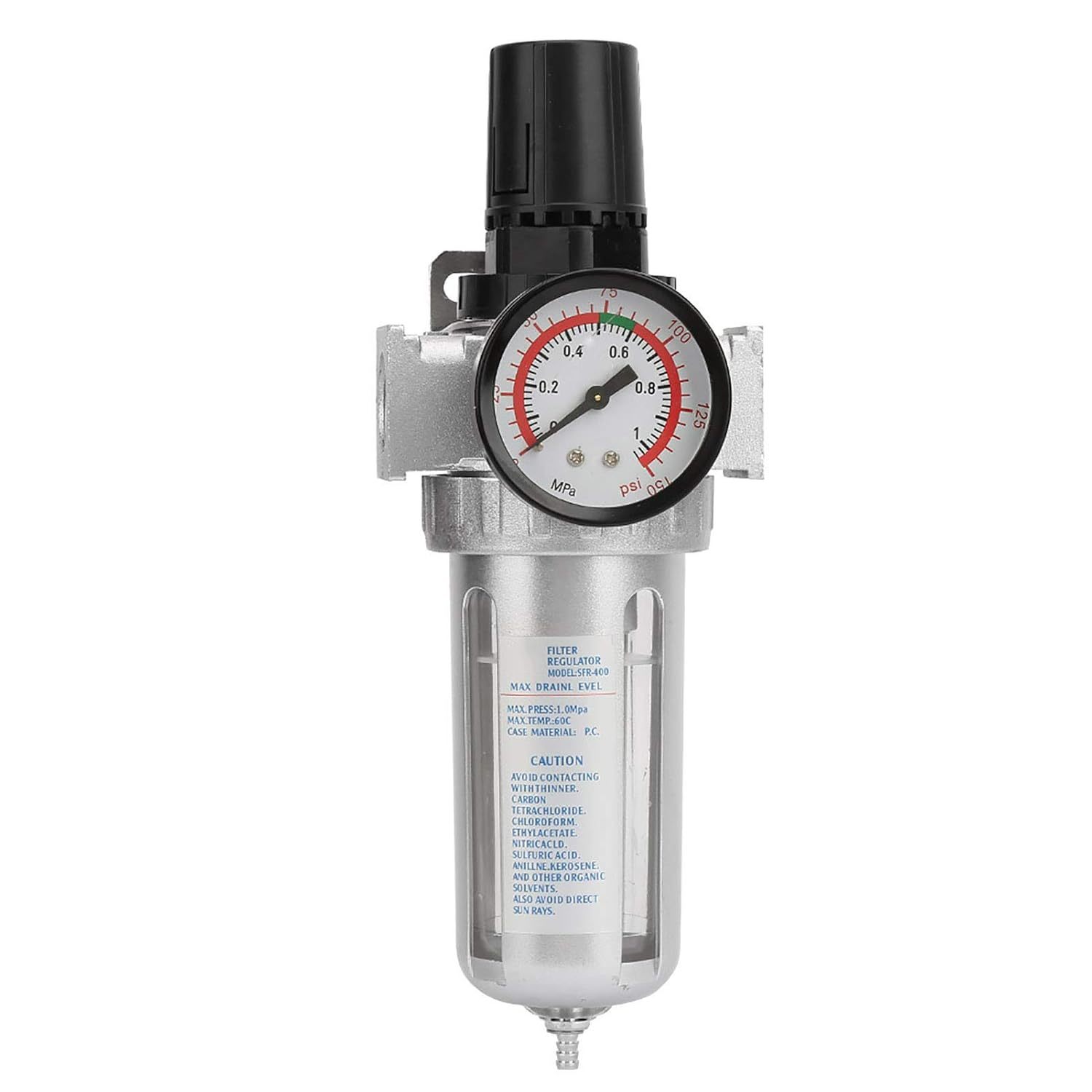 1/2&quot; Npt Compressed Air Filter Regulator 0-150Psi Measure Range Air, Silver - $33.92
