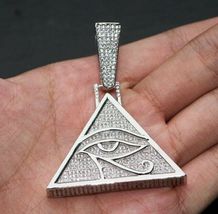 2Ct Round Simulated Diamond Eye of Horus Iced Pendant Gold Plated 925 Silver - £188.78 GBP