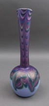Zellique Joseph Morel 1985 Signed Pulled Feather Studio Art Glass Vase 9 3/4&quot; - £297.57 GBP