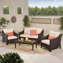 Antibes 4-Pc Wicker Chat Set: Brown &amp; Beige - $969.99