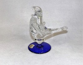 Vtg Art Glass Arte Murano Silvestri Crystal Controlled Bubbles Bird Cobalt Italy - £10.45 GBP