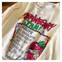 2022 New Retro Top Strawberry Print Hoodie Women Loose Streetwear Sweatshirt  Re - £118.64 GBP
