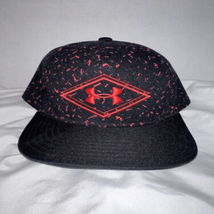 UNDER ARMOUR Speckle Snapback Hat Cap Black/Red Diamond Logo Adjustable EUC - $12.38