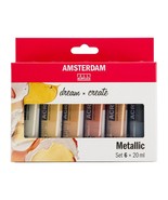 NIB SET 6 AMSTERDAM ALL ACRYLICS DREAM X CREATE METALLIC 20ML EA NEW $27 - $21.72 CAD