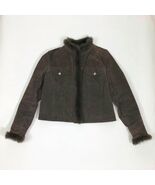 Coldwater Creek Brown Suede Leather Jacket Faux Fur Trim Women&#39;s Size PS - $34.25 CAD