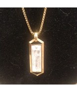 Vintage Ann Taylor Gold-tone Clear Emerald Cut Crystal Stone Long Necklace  - £30.82 GBP
