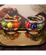 Vintage Natural Stone Bead Snake Bangles - $15.00